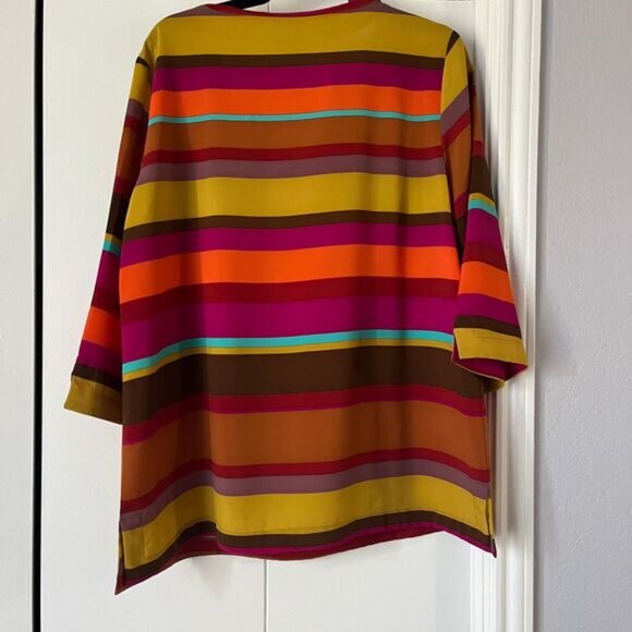 Colorful Striped‎ V-Neck Tunic Top 3/4 - Picture 2 of 4